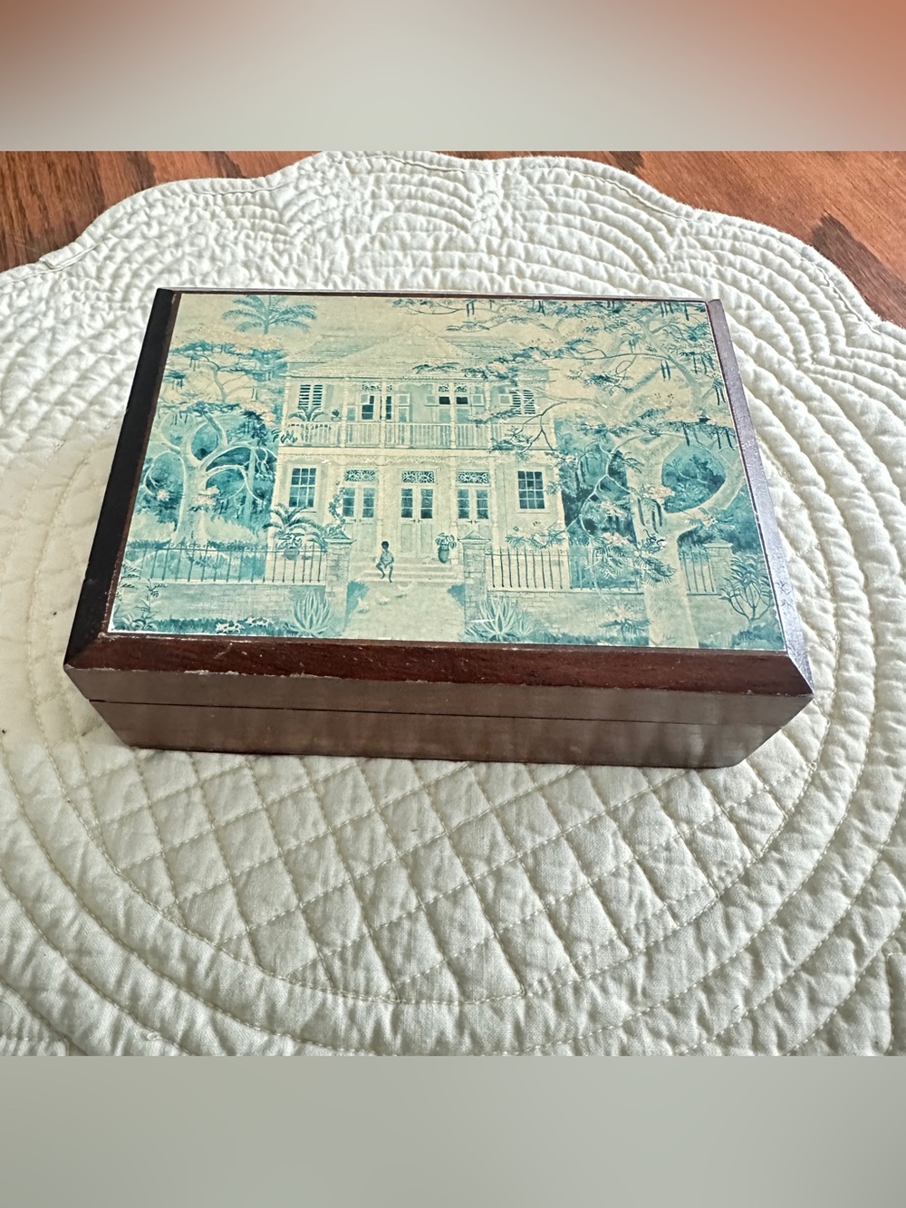 Vintage Wooden Annabella Box with Scenic Print
